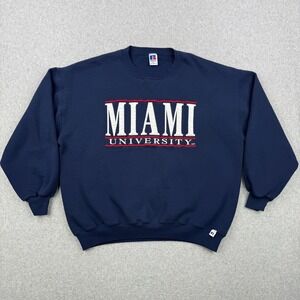 Vintage Russell Athletic Sweatshirt Mens XXL Navy Blue Miami University 90s USA‎